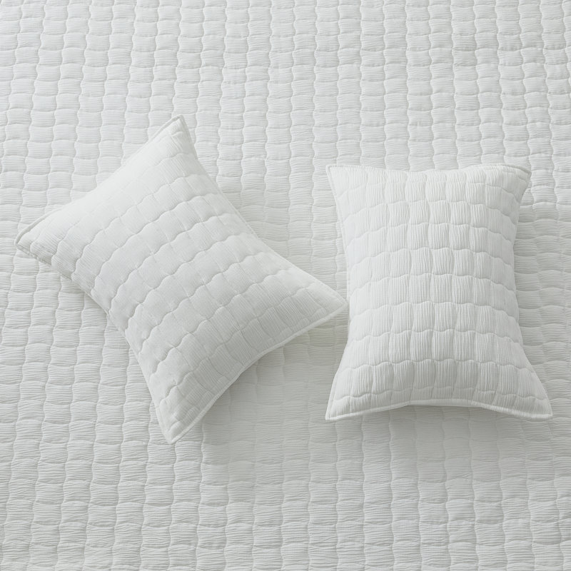 Ensemble de courtepointe texturée 3 pièces Dawson Seersucker, Lit simple, Blanc