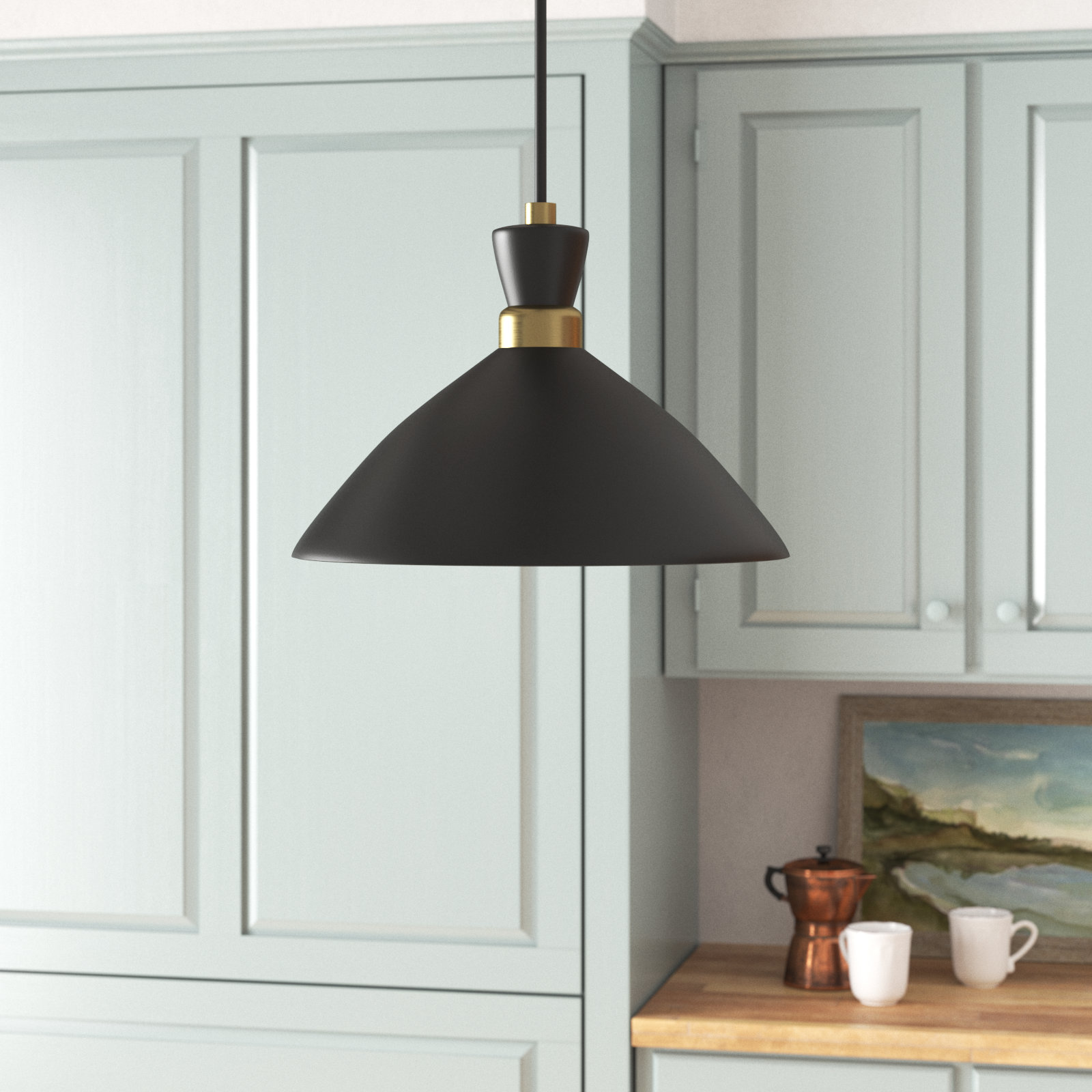 Kita Single Light Metal Dimmable Pendant, Black