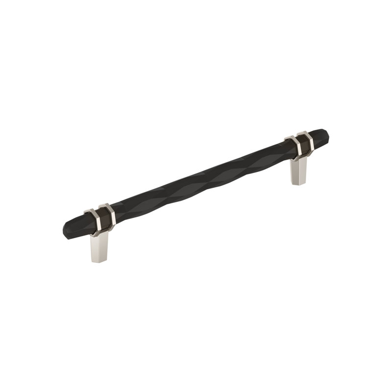 8" Black Bronze and Polished Nickel Modern Bar Pull
