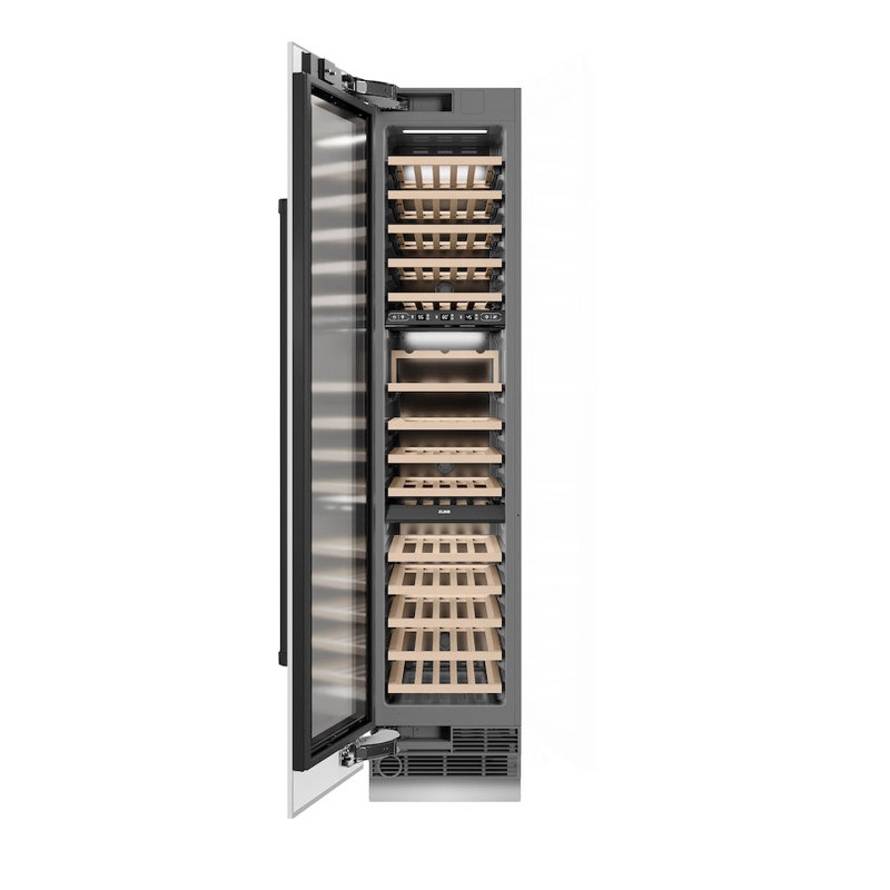ZLINE Autograph 18 in. White Matte 68 Bottle Right Hinge Column Wine Cooler with Bronze Accents, Right Handed, Black