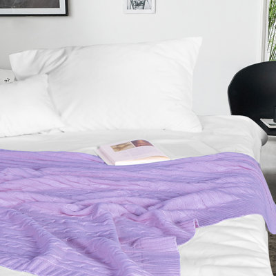 Knitted Throw Blanket, 100% Pure Cotton Throw Blanket, Machine Washable
