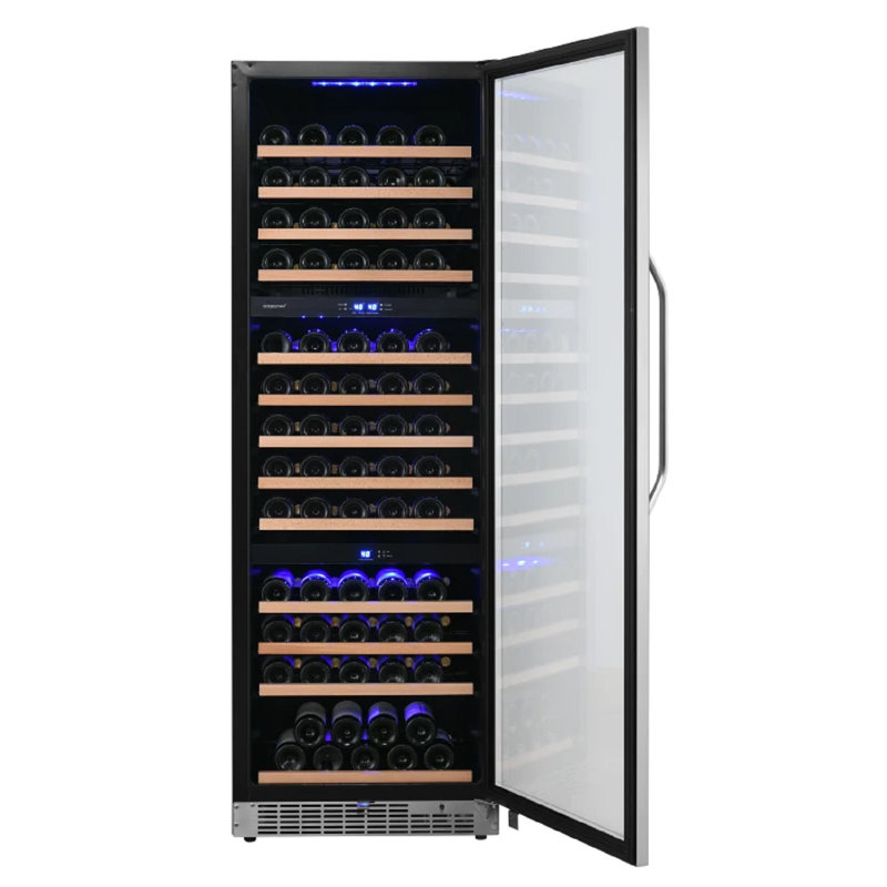 131 Bottle and 40 Can Triple Zone Freestanding/Built-In Wine Refrigerator