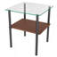 Table d'appoint 2 pièces en verre rectangulaire moderne, plateau en verre trempé, tablette de rangement en MDF et pieds en métal, table d'appoint minimaliste pour salon et chambre à coucher-1789557961-1789557964-1789558579