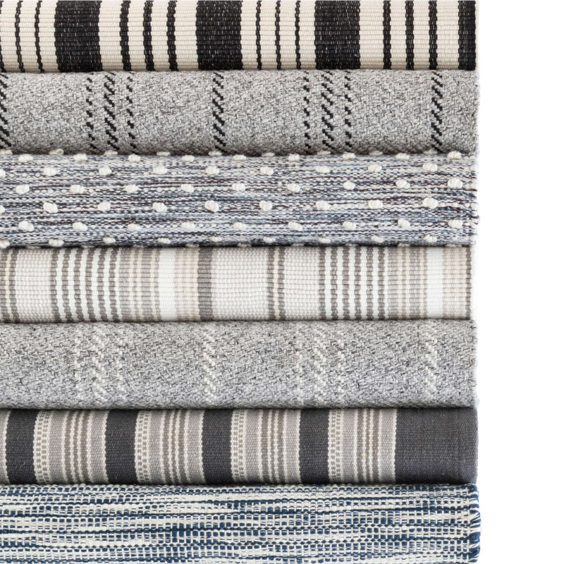 Melange Stripe Grey/Ivory Handwoven Indoor/Outdoor Rug, Rectangle 5' x 8'