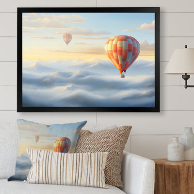 Orange Hot Air Ballon Horizon I - Transportation Canvas Art Print