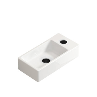 Boland Right-Hand Wall-Hung Rectangle Ceramic Bathroom Sink (Faucet & Drain Not Included)