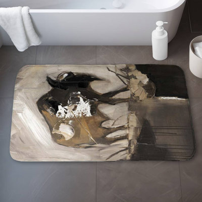 Abstract buffalo Bath Mat with Non-Slip Backing - Quick Dry Memory Foam Bathroom Rug - Absorbent - Modern Plush Spa-Style - Machine Washable
