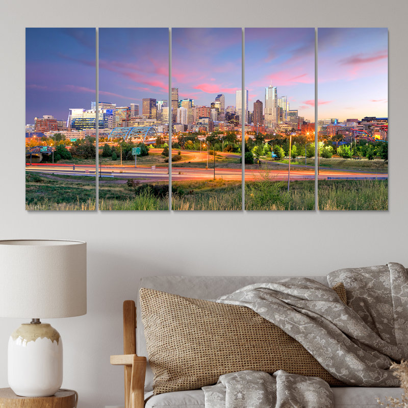Panorama de l'horizon de Denver - décor mural paysages - 5 panneaux égaux