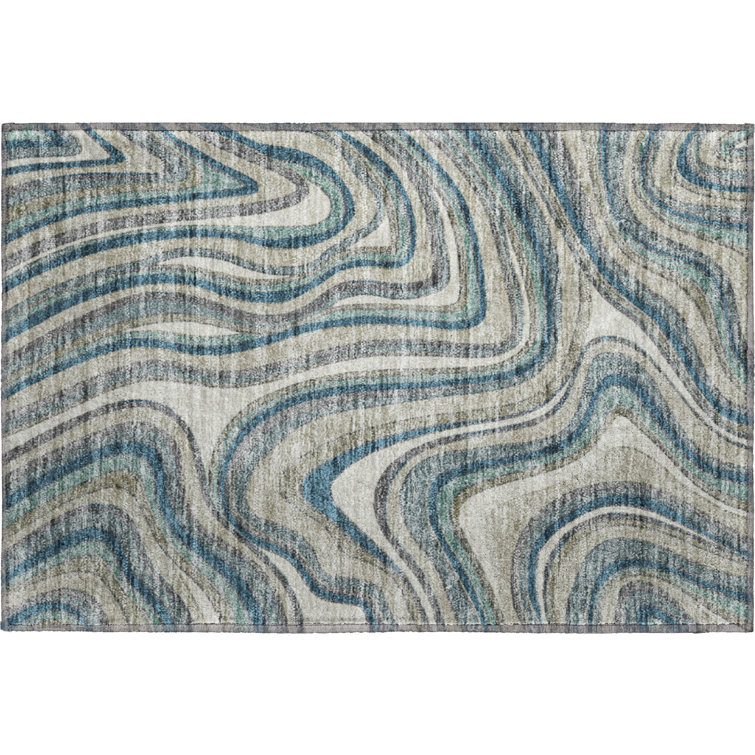 Premium Machine Washable Prisco Teal Rug