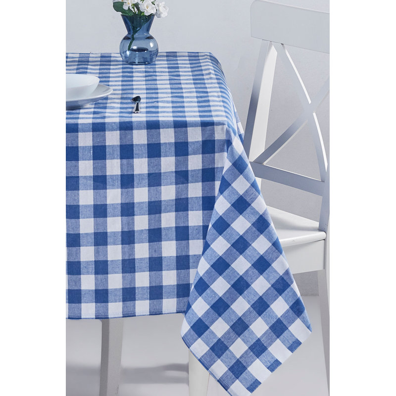 Chon Premium Checkered Tablecloth, Blue, 63.0 x 102.4 inches | 85% Cotton / 15% Polyester, Machine Washable at 86-104°F | Easy Clean & Durable, Perfect for Dining Room, Parties, and Everyday Use