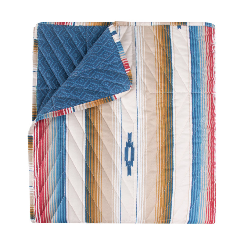 Sapphire and Red Southwestern Reversible Cotton Throw Blanket