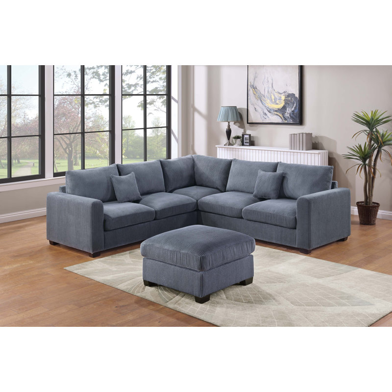 Ensemble modulaire 4 pièces Bobnice, Velours côtelé gris foncé