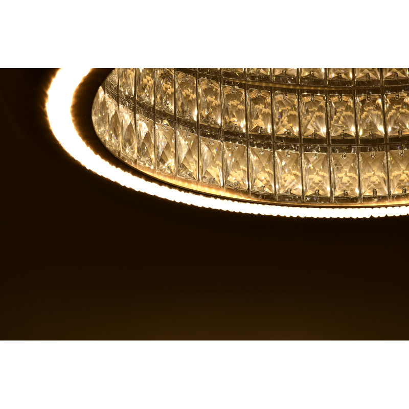 Lustre en cristal à DEL 3000k Palace, H 3,10 po x l 31,50 po x P 31,50 po, Laiton
