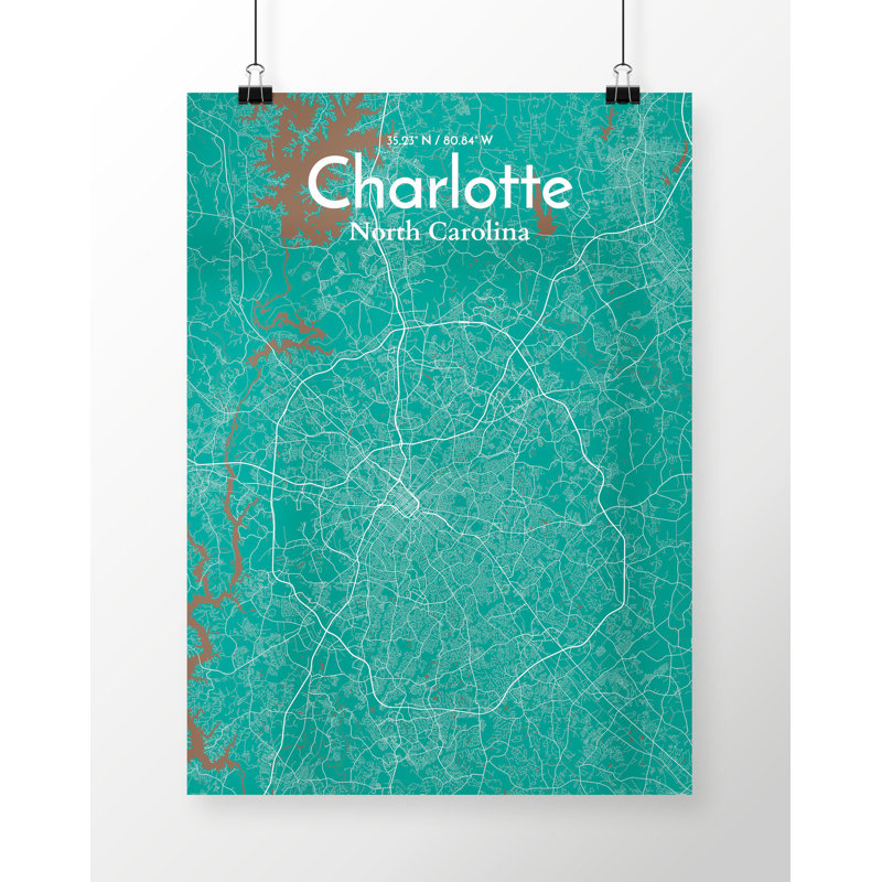 Charlotte City Map - No Frame Print, 43.2cm H x 27.9cm W x 0.13cm D