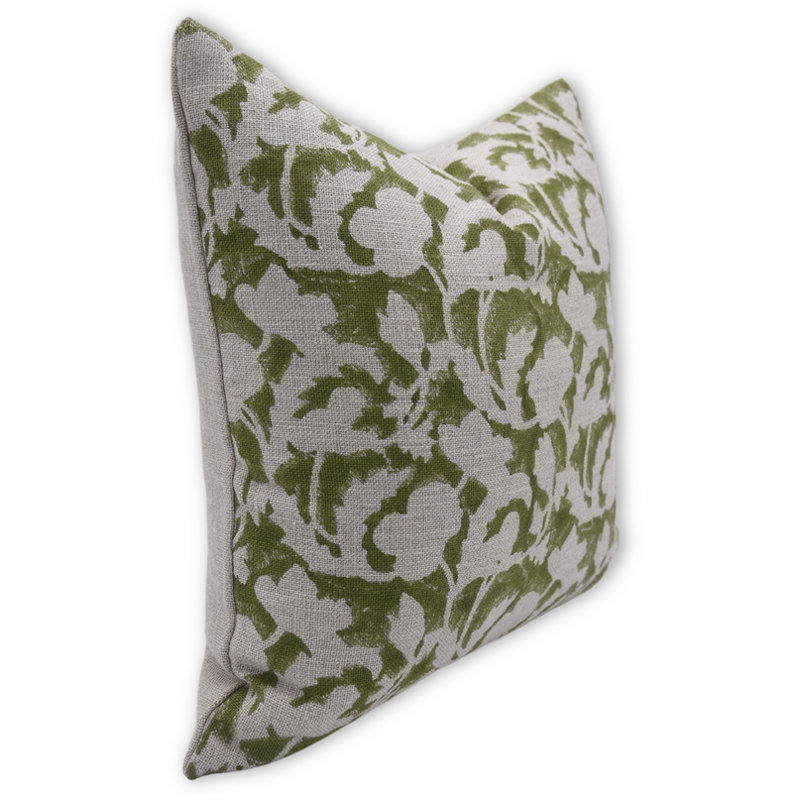 Housse de coussin à motif floral fabriqué à la main 20 x 20 Fab Divine, 20 po x 20 po, Blanc/vert