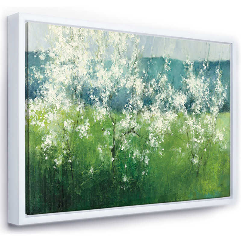 « green mountain spring », reproduction d’impression sur toile encadrée, H 36 po x l 46 po x P 1,5 po, Cadre blanc