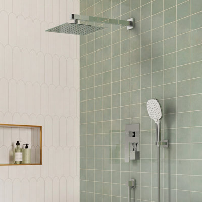 Système de douche à pression équilibrée, robinet de douche à pluie de 10 pouces avec valve brute