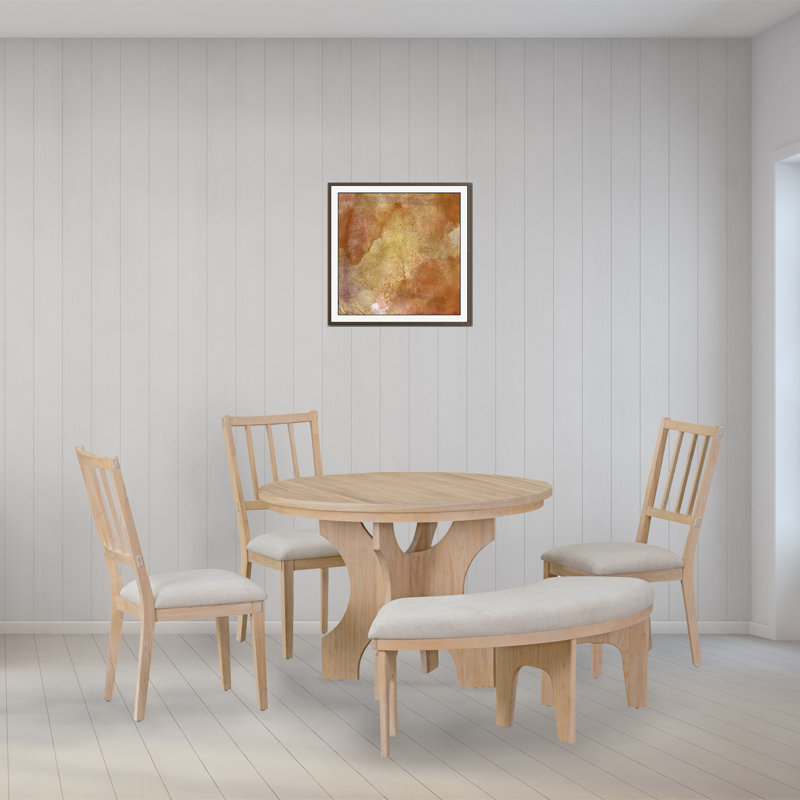 Ensemble de salle à manger rectangulaire L 54 po x l 21 po Girard, Bois naturel délavé, Beige / bois naturel délavé