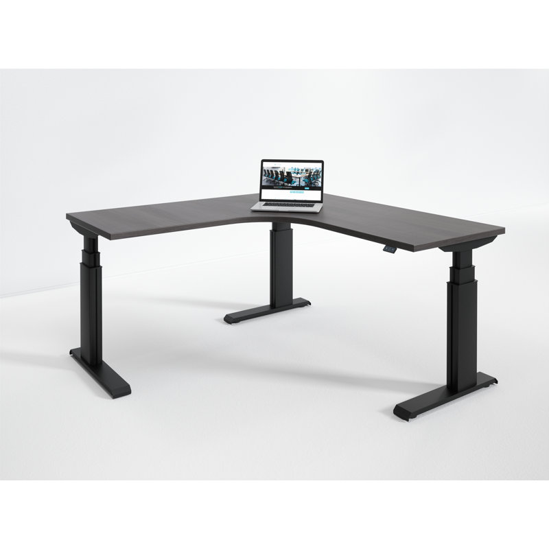 Bureau debout à hauteur ajustable électrique Wildermuth, Bois récupéré / noir