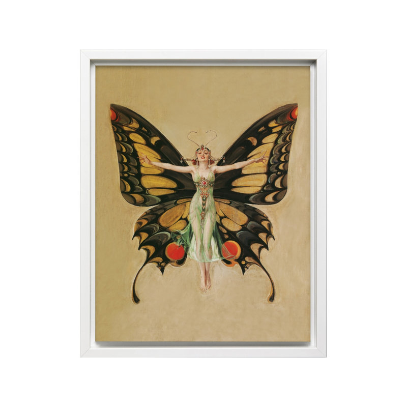 Papillon, Canvas, White Framed, 08"H x 10"W
