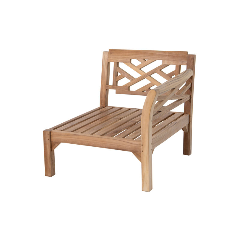 Monterey Teak Outdoor Right Arm Lounge Chair with Sunbrella Cushions, Coal