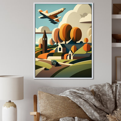 Petit village dans une campagne d'automne sur toile