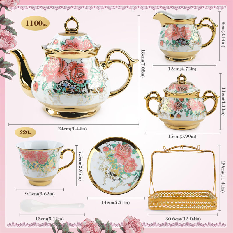 Mercer41 1100ml Floral Teapot Set