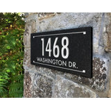 Black Granite Rectangle Futura Engraved 2-Line Address Sign