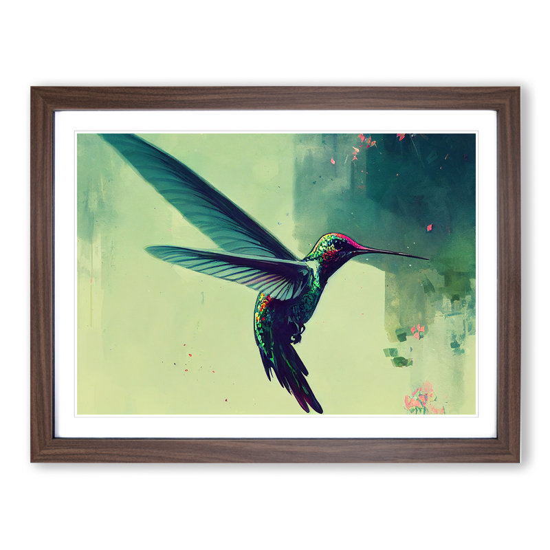 Hummingbird Vol.3 Abstract - Single Picture Frame Print, 46cm H x 64cm W x 2cm D, Walnut Framed