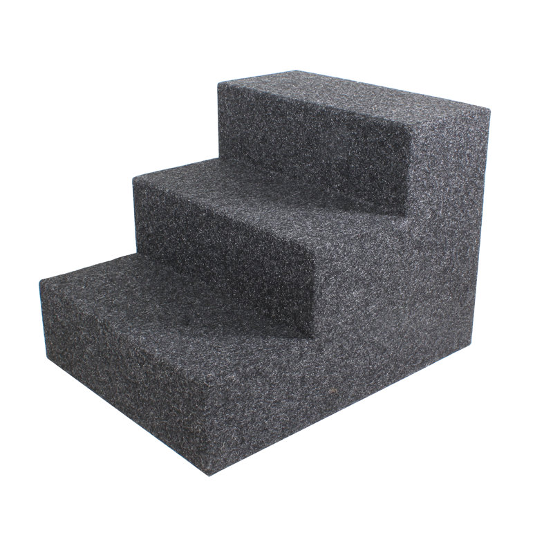 Gray Felt 13" 3-Step Pet Stairs for Cats and Dogs