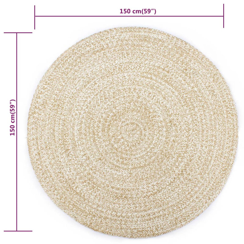 Round Zelie Solid Colour Hand Woven Area Rug, Round 150cm