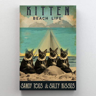 Leriyah Kitten Beach Life On Canvas Print