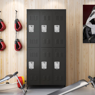 6 Door 72"H Metal Lockers With Lock For Employees,Storage Locker Cabinet For Home Gym Office School Garage