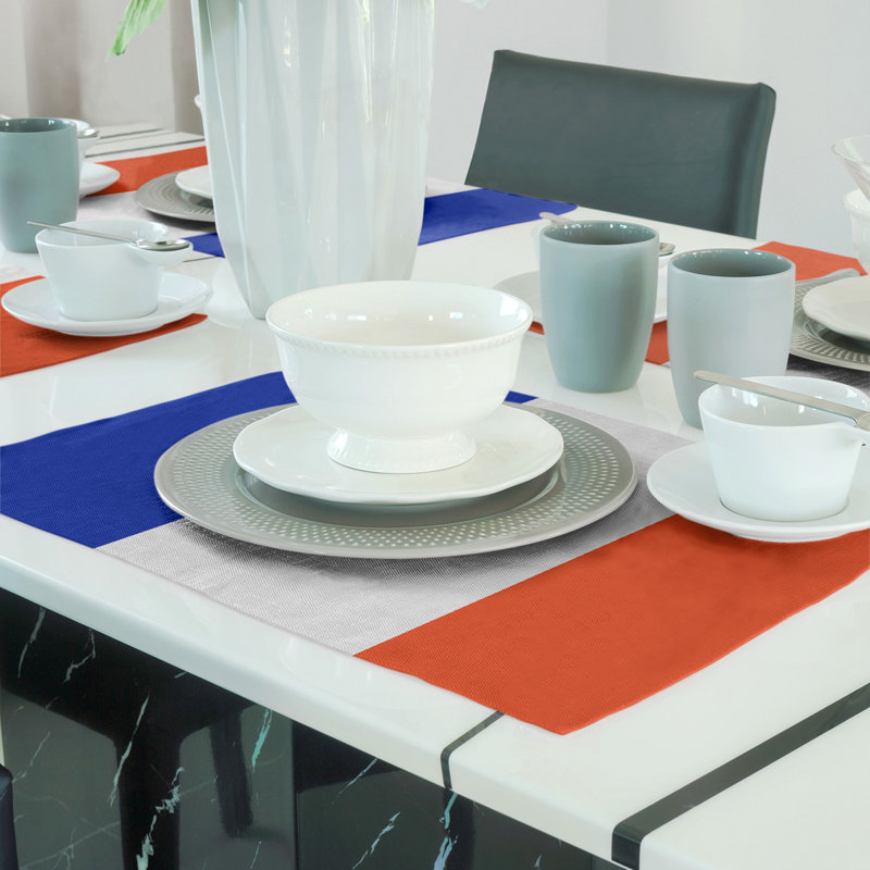 Récapitulatif de 18 po Florida, Blanc / Orange, Sergé de coton