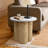 19.7'' Round Faux Marble Top Side Table with Natural Wood Cylinder Base