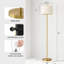 Modern Floor Lamp With Natural Linen Shade, Gold Industrial Standing Lamp For Living Room, Bedroom, Study, And Dining Room, Rotary Switch, Easy Assembly