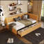 Lit de jour rembourré avec 2 tiroirs de rangement, structure de canapé-lit simple, aucun sommier nécessaire, tissu en lin-507507276