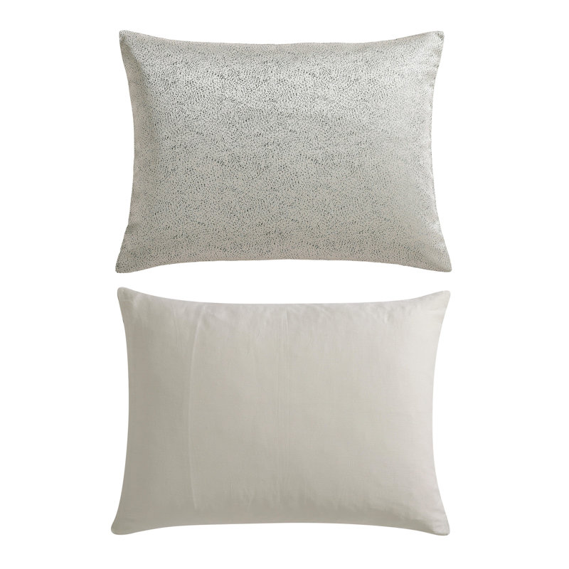 Vera Wang Speckled Satin Weave Grey Duvet Cover Set, Queen Duvet Cover + 2 Standard Shams