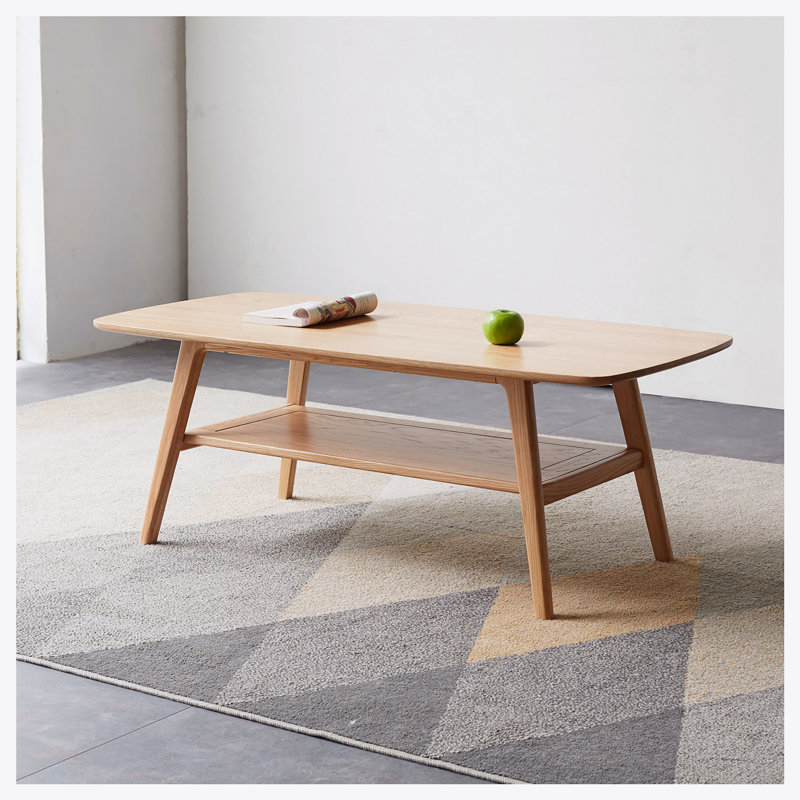 Table basse centrale avec plateau et plateau en 100% bois massif, H 17,32 po x L 31,5 po x l 19,69 po