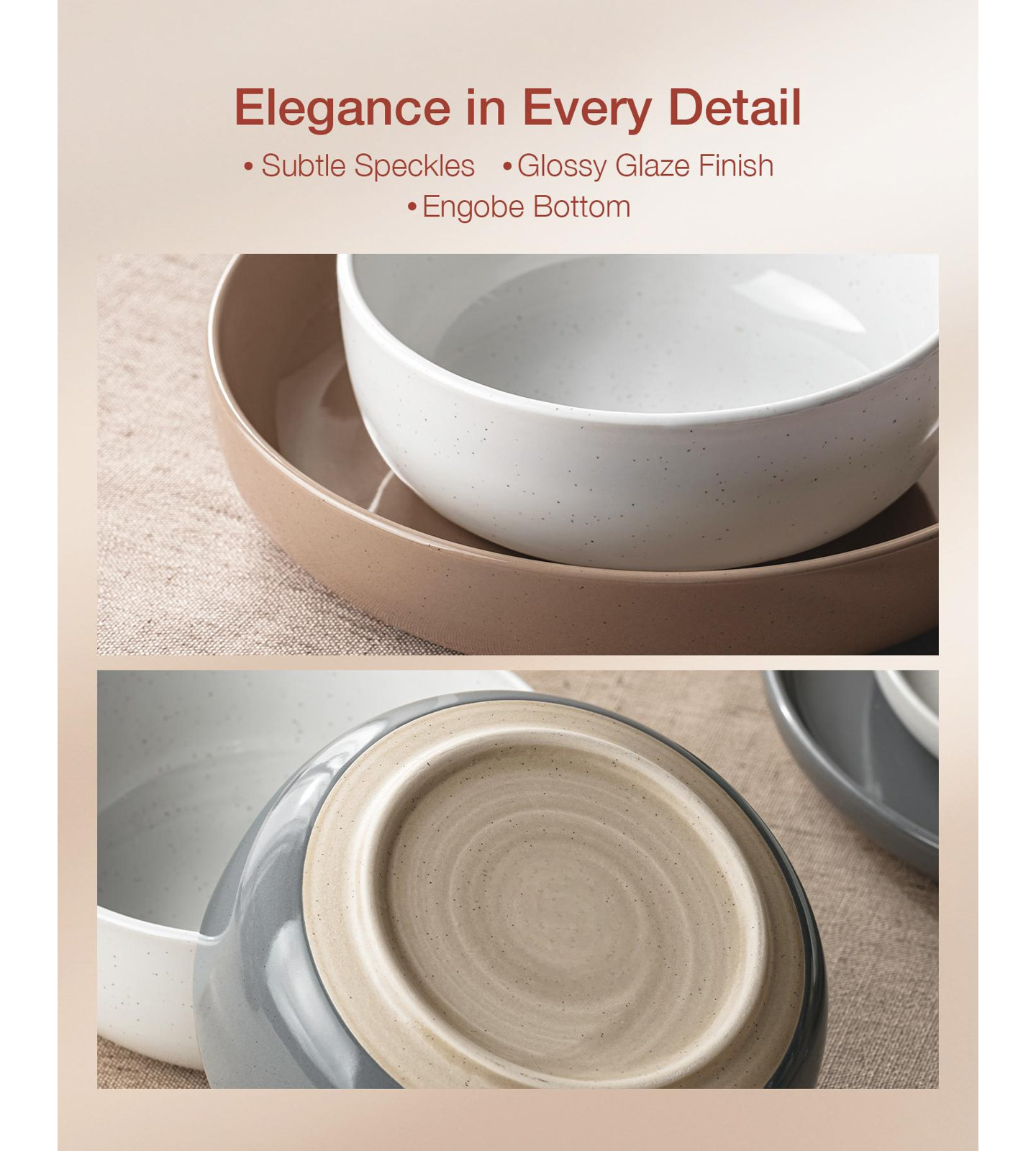 Stoneware Dinnerware Set - Service for 8, Multicolor