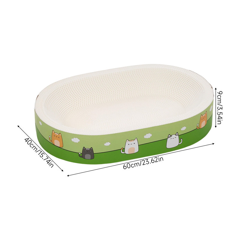 Oval Wear-Resistant Cat Scratching Board, 9cm H x 60cm W x 40cm D