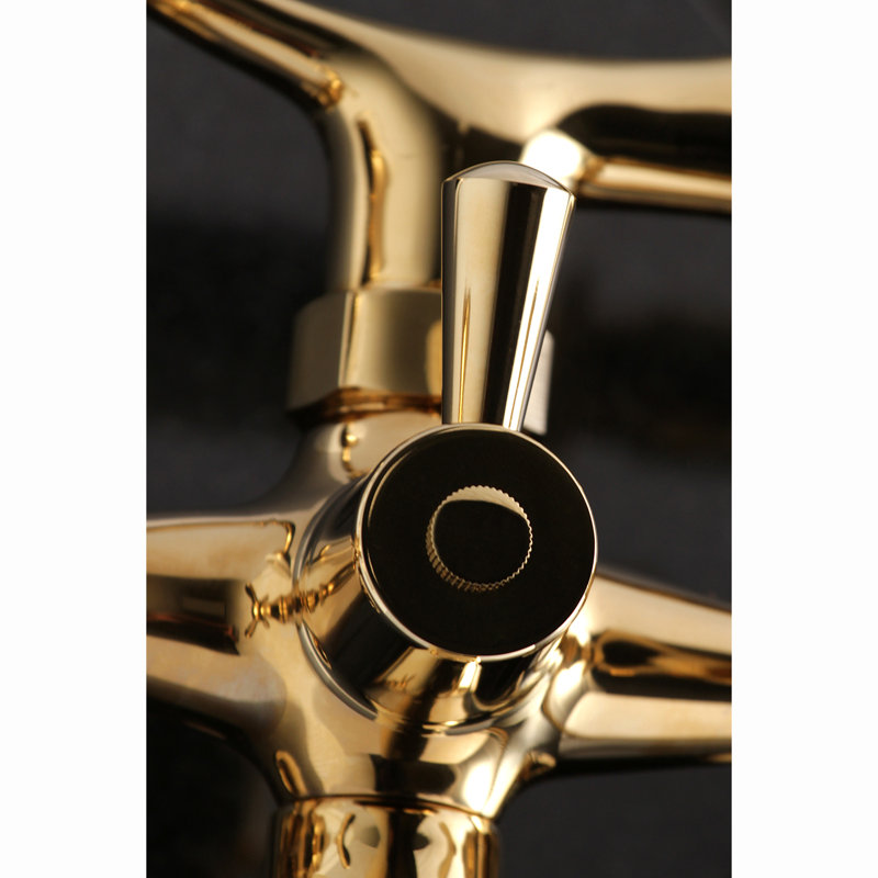 Polished Brass Wall Mount Clawfoot Tub Faucet with Hand Shower