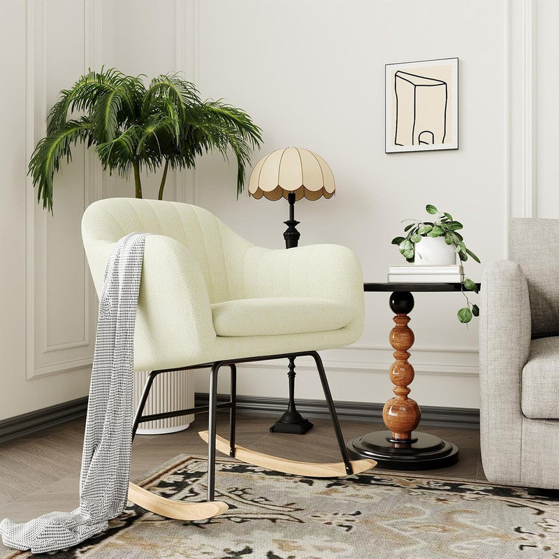 Metal Rocking Chair, Beige