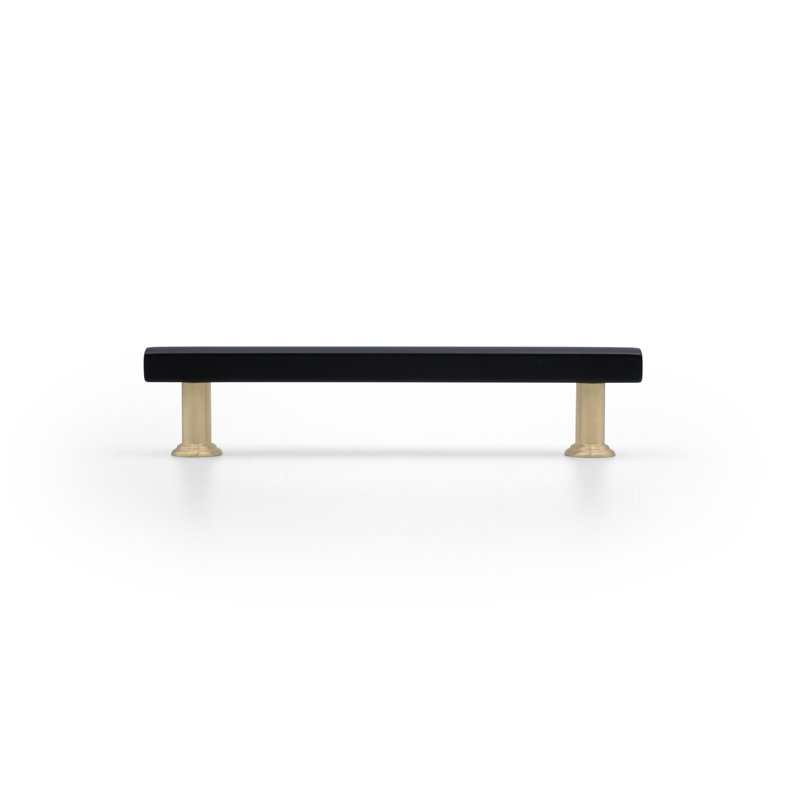 Mod Two Tone Bar / Handle Pull, 3 3/4", Matte Black/Satin Brass