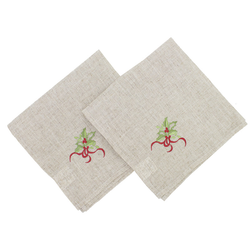 Embroidered Square Napkin, Natural