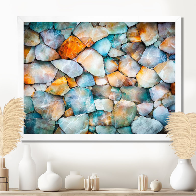 Mosaïque de marbre Art I, H 24 po x l 32 po, Reproduction encadrée d'une seule photo sans pass, Blanc