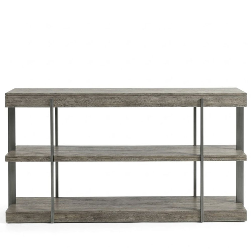 Blakelee 50 po Console rectangulaire gris antique en bois avec tablettes ouvertes à 3 niveaux