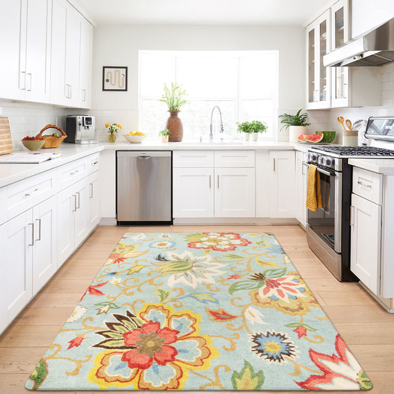 Tapis rétro lavable à la machine Garbrand, Rectangle 5 pi x 7 pi