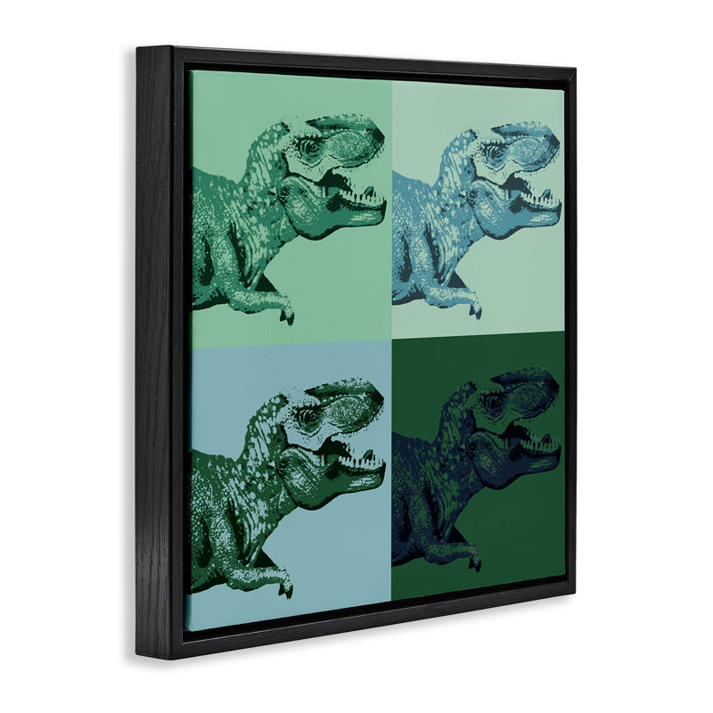 Vieux dinosaure T-Rex, Cadre flottant noir de jais, H 25 po x l 25 po