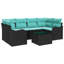 Ensemble de canapé de jardin Vidaxl 7 pièces noir et turquoise 55 x 55 x 37 cm